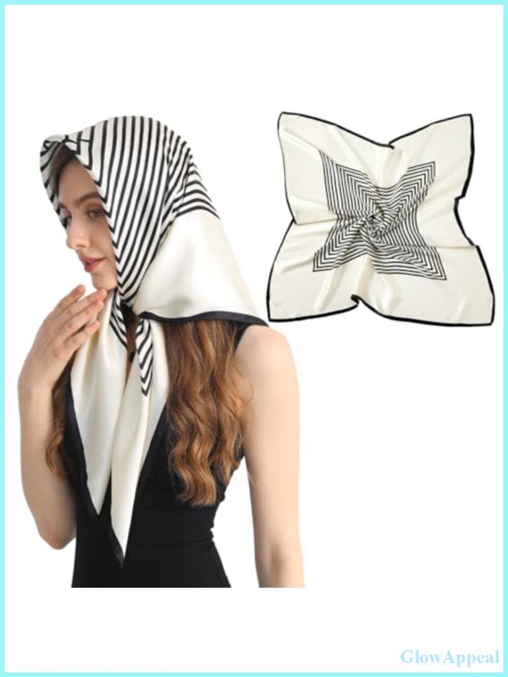 100% Mulberry Silk Head Scarf for Sleeping 35"x35" Large Square Bandana for